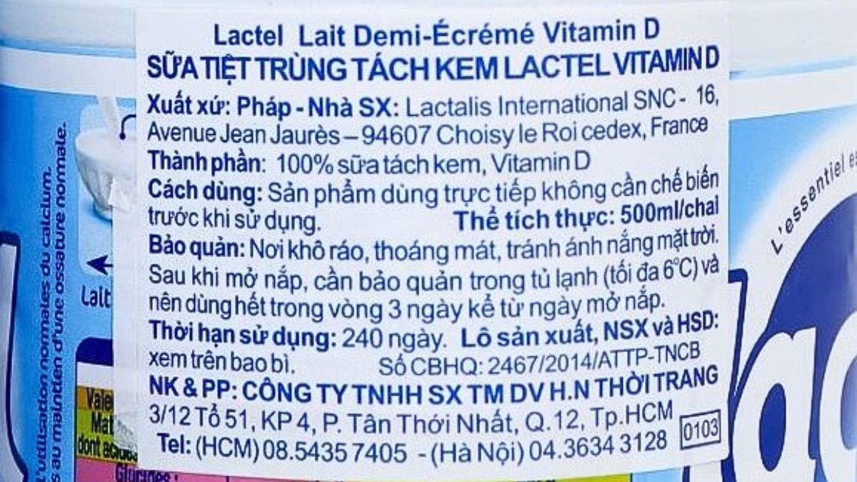 Sữa tươi nhập khẩu phải có nhãn mác đầy đủ theo quy định hiện hành