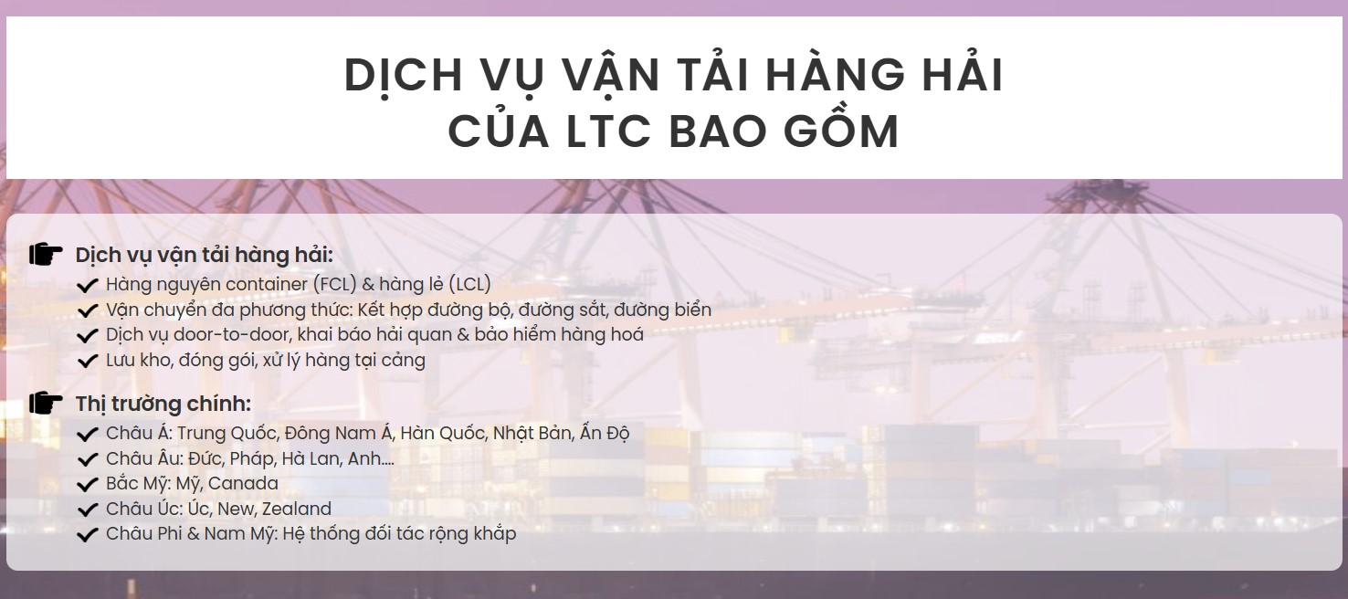 Dịch vụ vận tải đường biển tại LTC Logistics