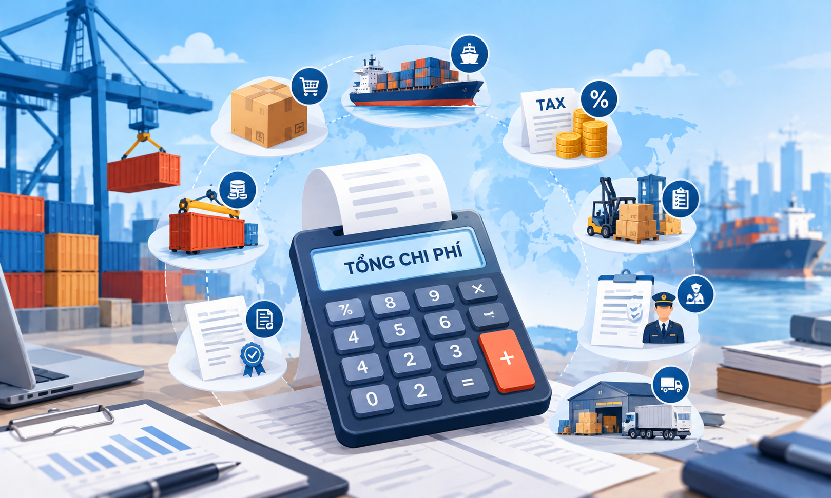 Cách tính tổng chi phí nhập khẩu hàng hoá