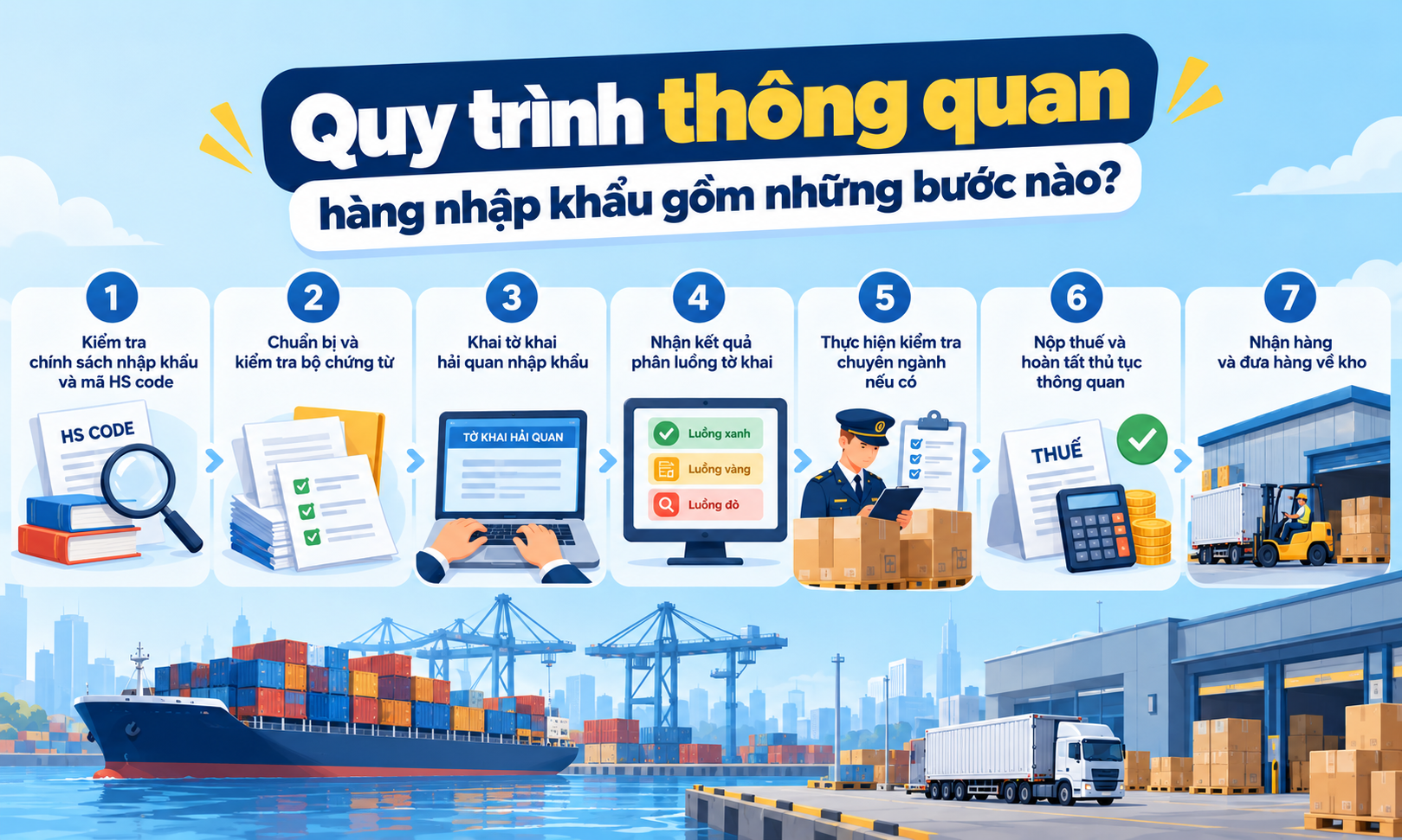 Quy trình thông quan hàng nhập khẩu gồm những bước nào